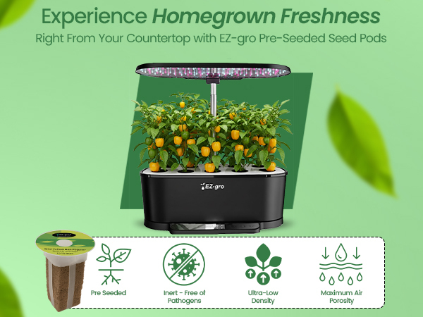 EZ-gro Mini Yellow Bell Pepper 9-pods homegrown freshness from a dwarf plant grown in a soil-free water garden