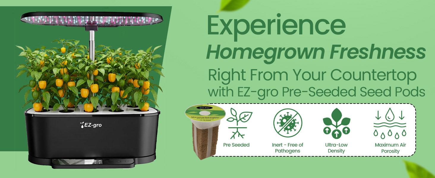 EZ-gro Mini Yellow Bell Pepper 9-pods homegrown freshness from a dwarf plant grown in a soil-free water garden