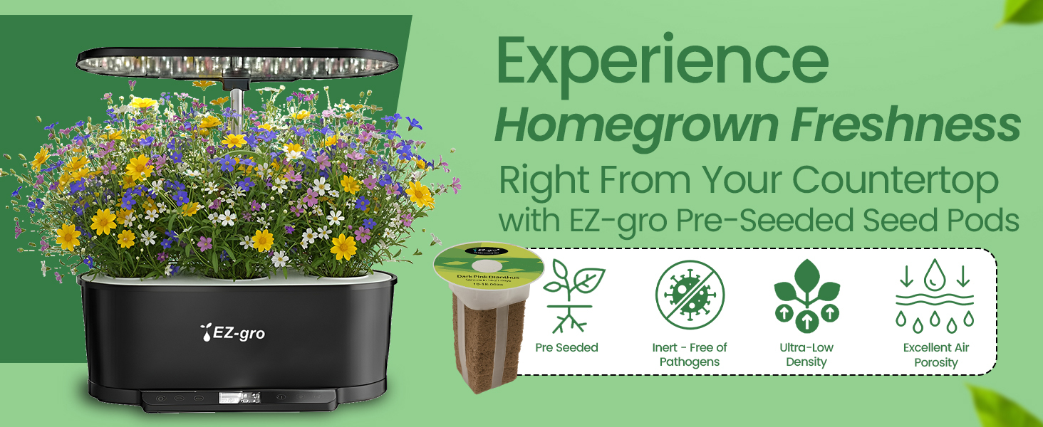 Homegrown Mountain Meadows flowers grown indoors using EZ-GRO hydroponic seed 3-pods