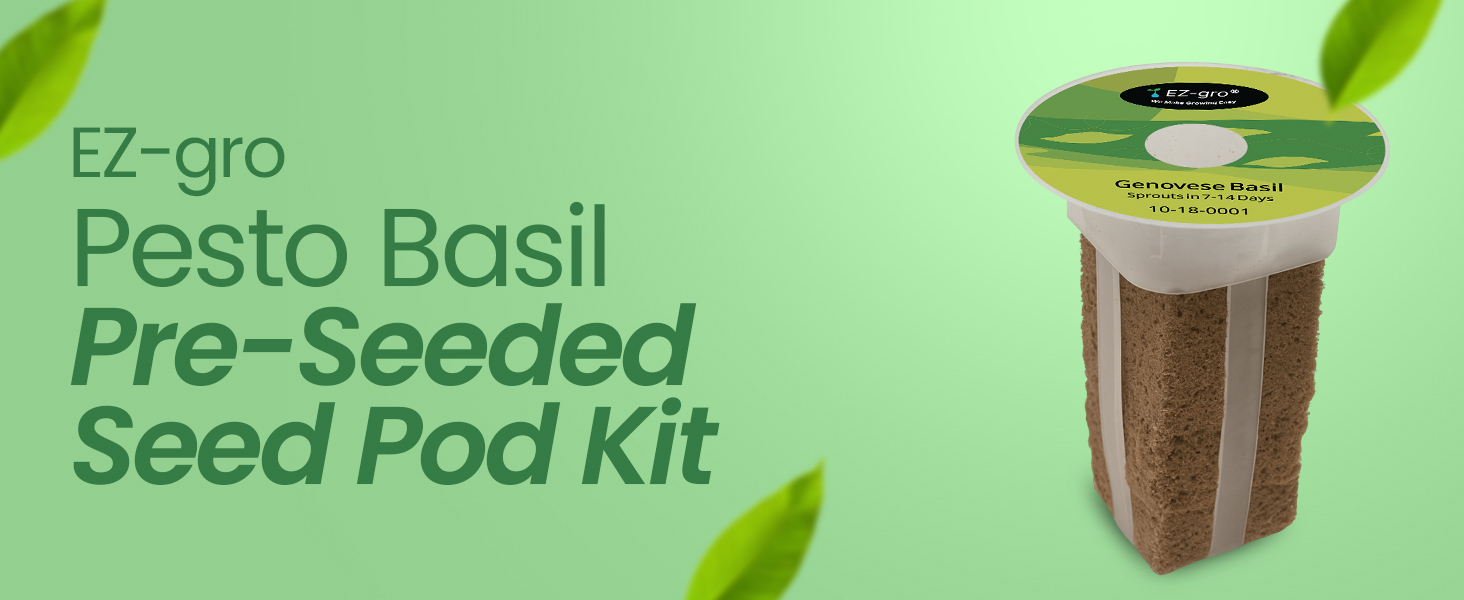 EZ-gro Pesto Basil 3-pod pre-seeded seed kit with soil-free Oasis® sponges for hydroponic systems
