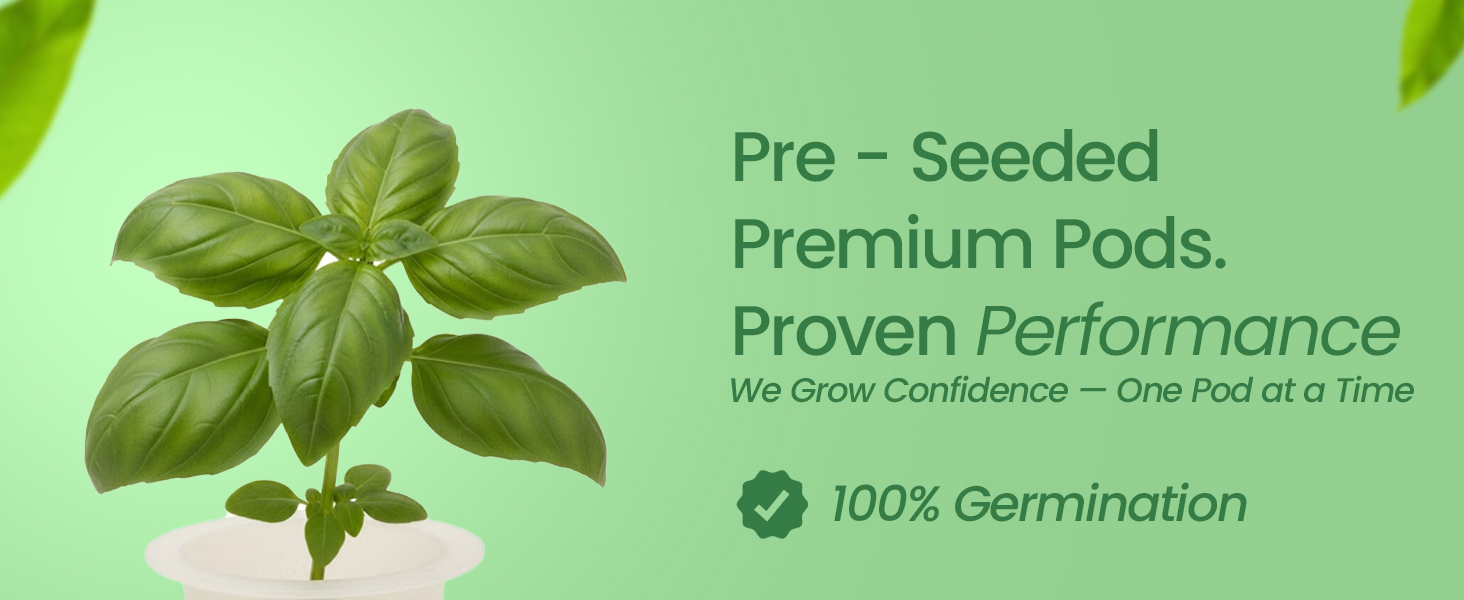 Premium EZ-gro Pesto Basil pre-seeded 9-pods made with Oasis® substrates for strong root growth