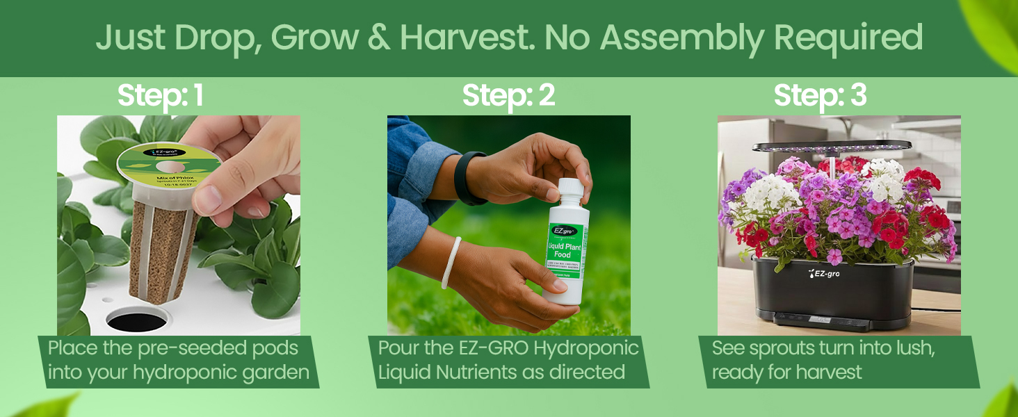 EZ-gro Phlox Mix drop grow harvest pre-seeded 3-pods with no assembly required