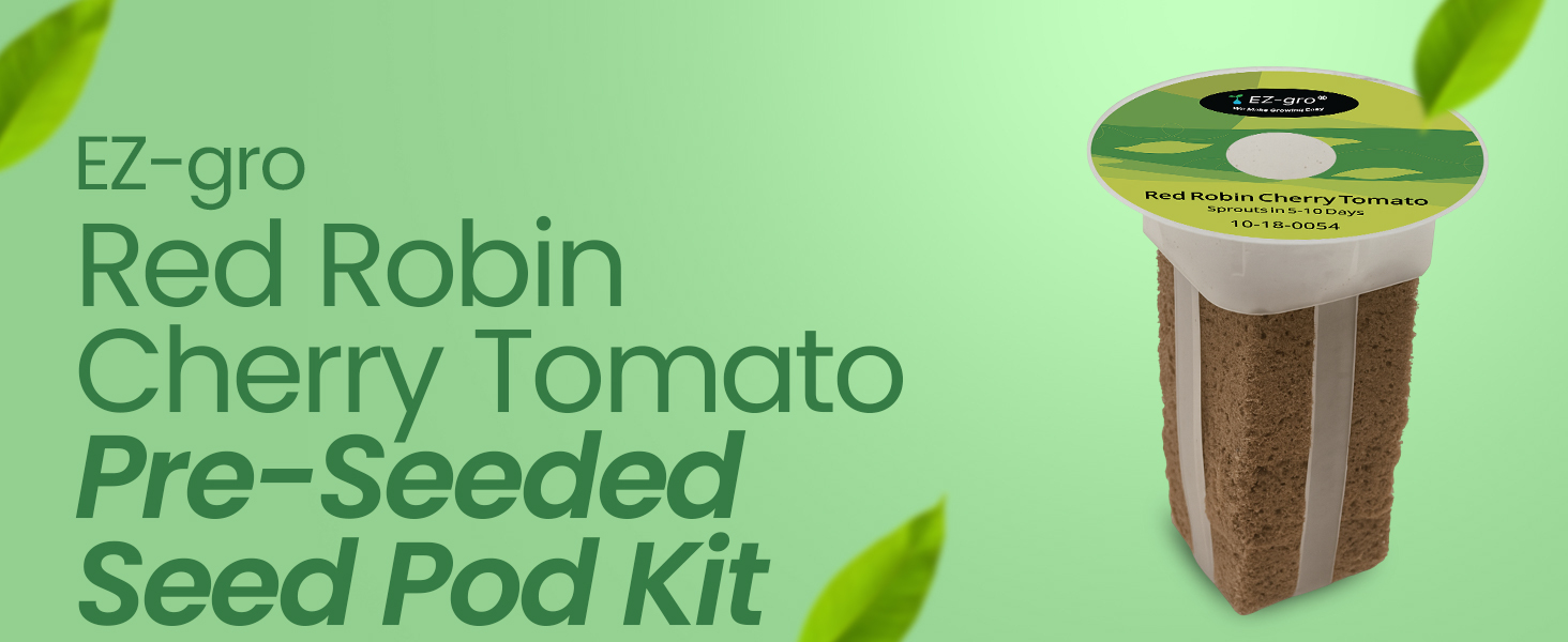 EZ-gro Red Robin Cherry Tomato pre-seeded seed 3-pod kit with soil-free Oasis® sponges for hydroponic gardens