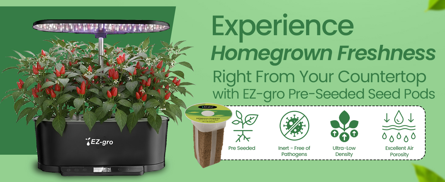 Homegrown spicy chili peppers grown indoors with EZ-GRO 6-pod hydroponic kit