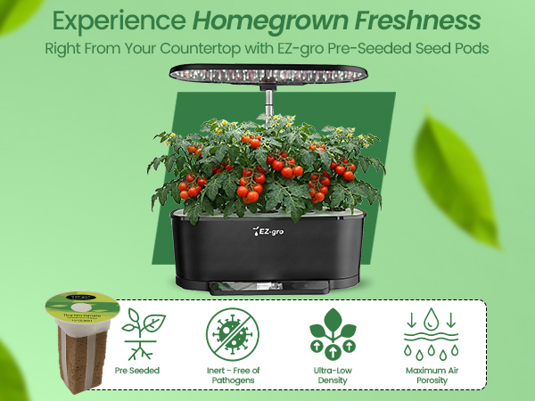 EZ-gro Tiny Tim Dwarf Tomato 3-pods homegrown freshness harvested from a soil-free hydroponic garden