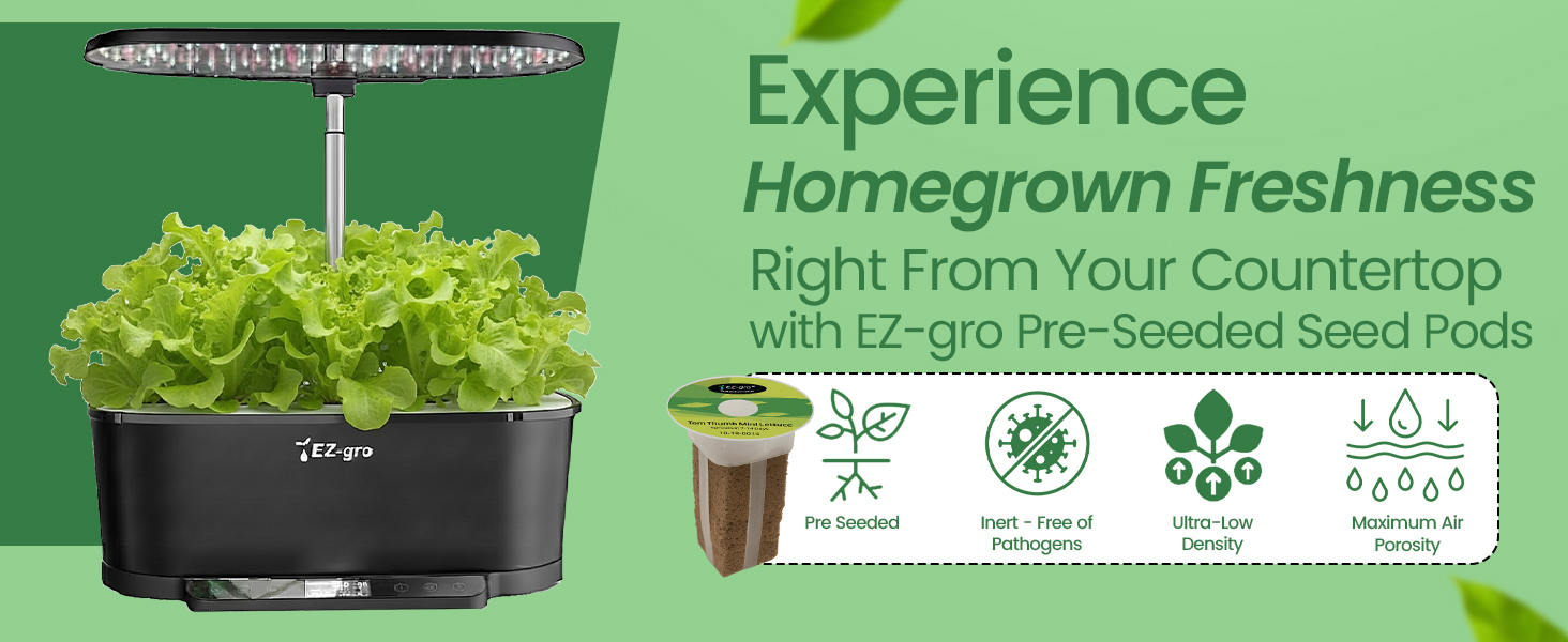 EZ-gro Tom Thumb Mini Butterhead Lettuce 9-pods homegrown freshness harvested from a soil-free hydroponic garden