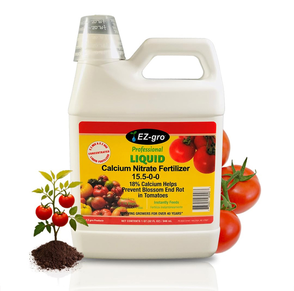 EZ-GRO Liquid Calcium Nitrate Fertilizer 15.5-0-0 – Prevents Blossom End Rot in Tomatoes – 18% Calcium Plant Food