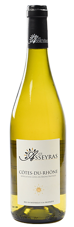 Domaine Les Asseyras - Cote du Rhone Blanc- Cold vinification to preserve the aromas of the grapes and avoid oxidation problems allows us to obtain a fresh, clear and very aromatic wine. A blend of Viognier enhanced by Bourboulenc, Macabeu and Clairette.