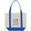 Great for School or grab your grocery list and hit the market with the Classic Cotton Tote Bag Two-Tone Deluxe. This Tote is great for anything from running errands to hitting the beach. 

- 11oz., 100% canvas cotton
- 14.96" H x 18.5" W x 4.72" L dimensions
- Handle Height is 11.02"