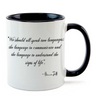 11-Ounce Ceramic Mug 3.75" H and 11-oz capacity.