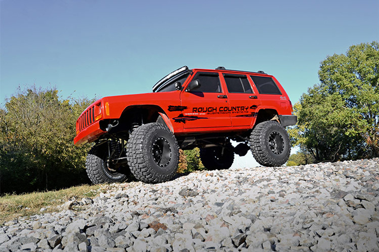 Jeep 50-inch Chrome Series Curved LED Light Bar w/DRL Upper Windshield Kit 84-01 Jeep XJ Cherokee Rough Country