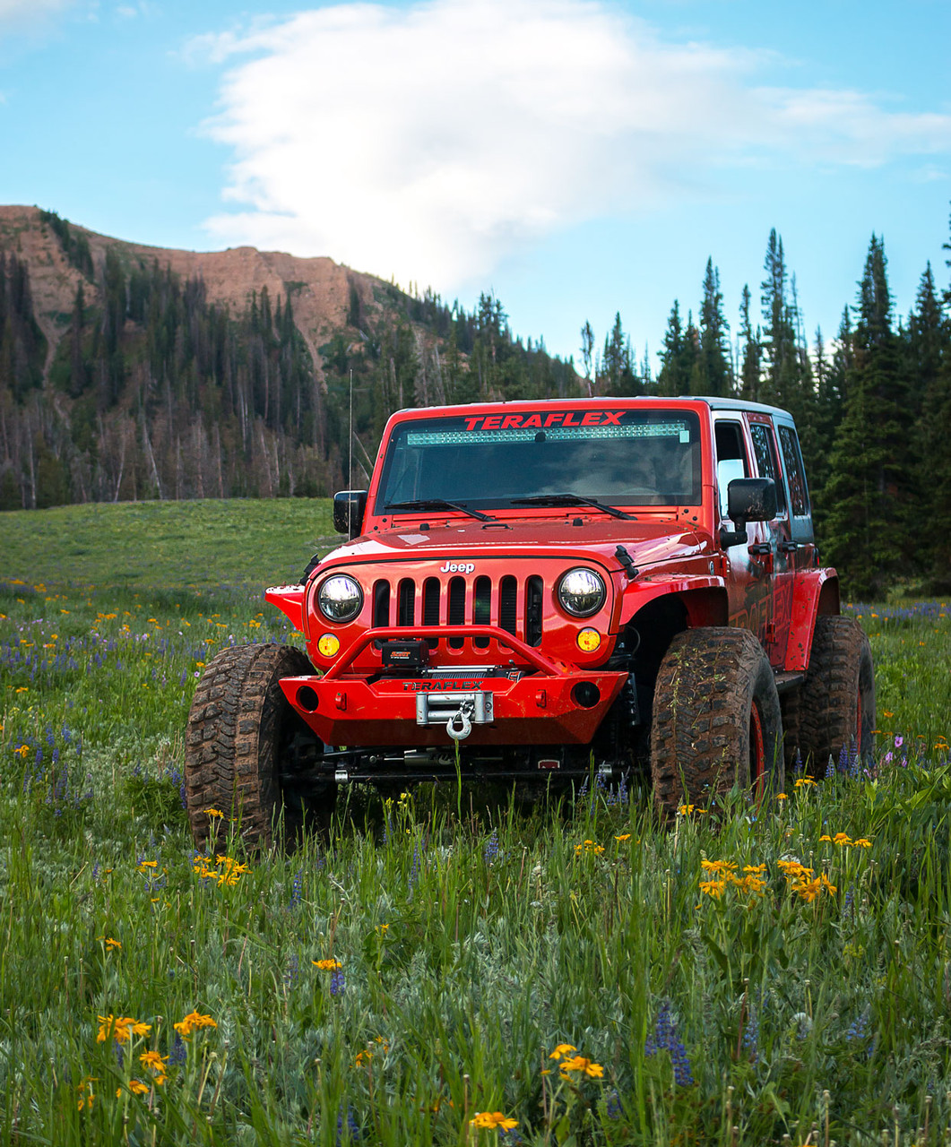 Jeep JK/JKU Epic Front Bumper w/ Hoop Offset Drum Winch 07-18 Wrangler JK/JKU TeraFlex