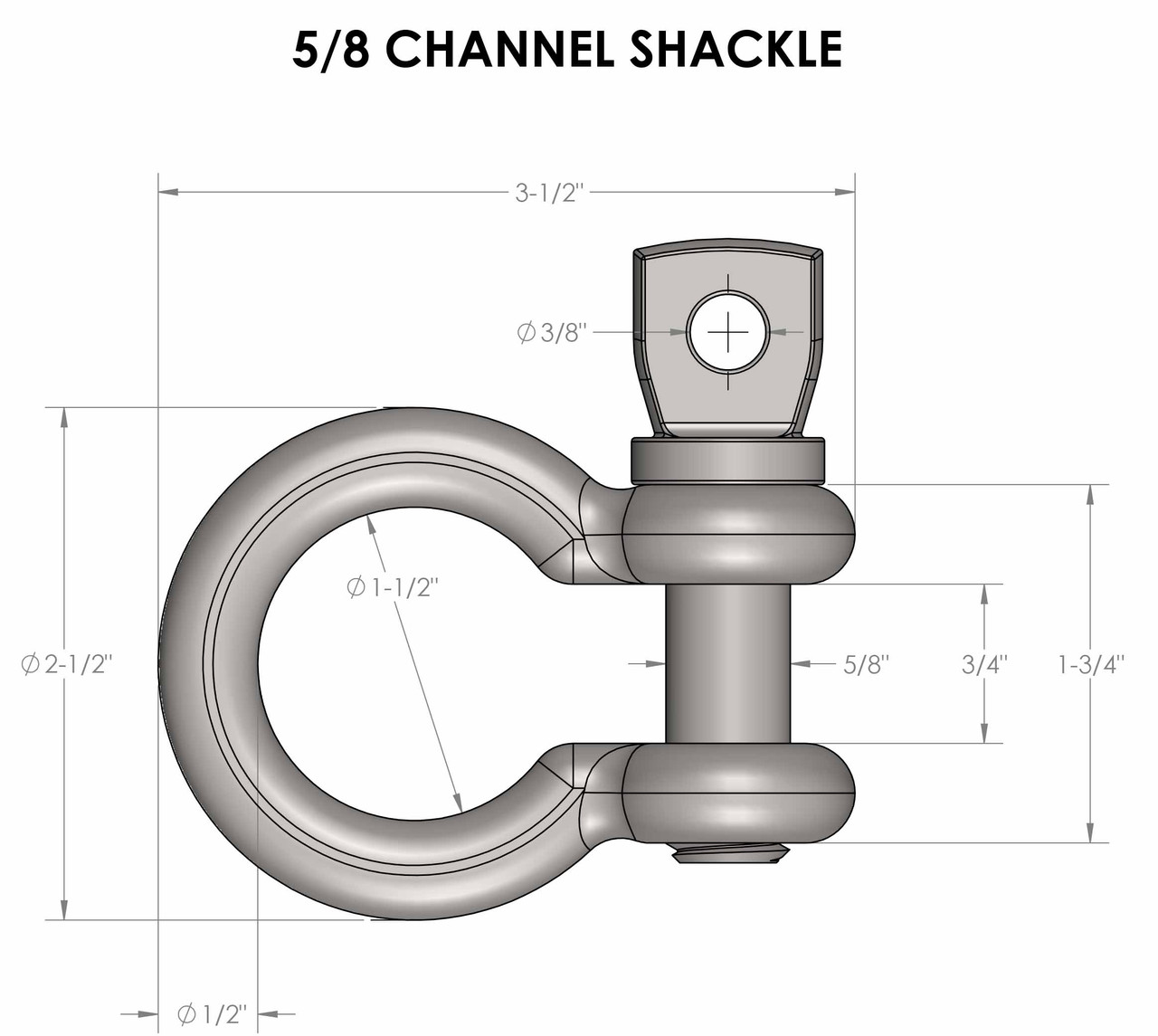 5/8" Channel Shackle for Safety Chains