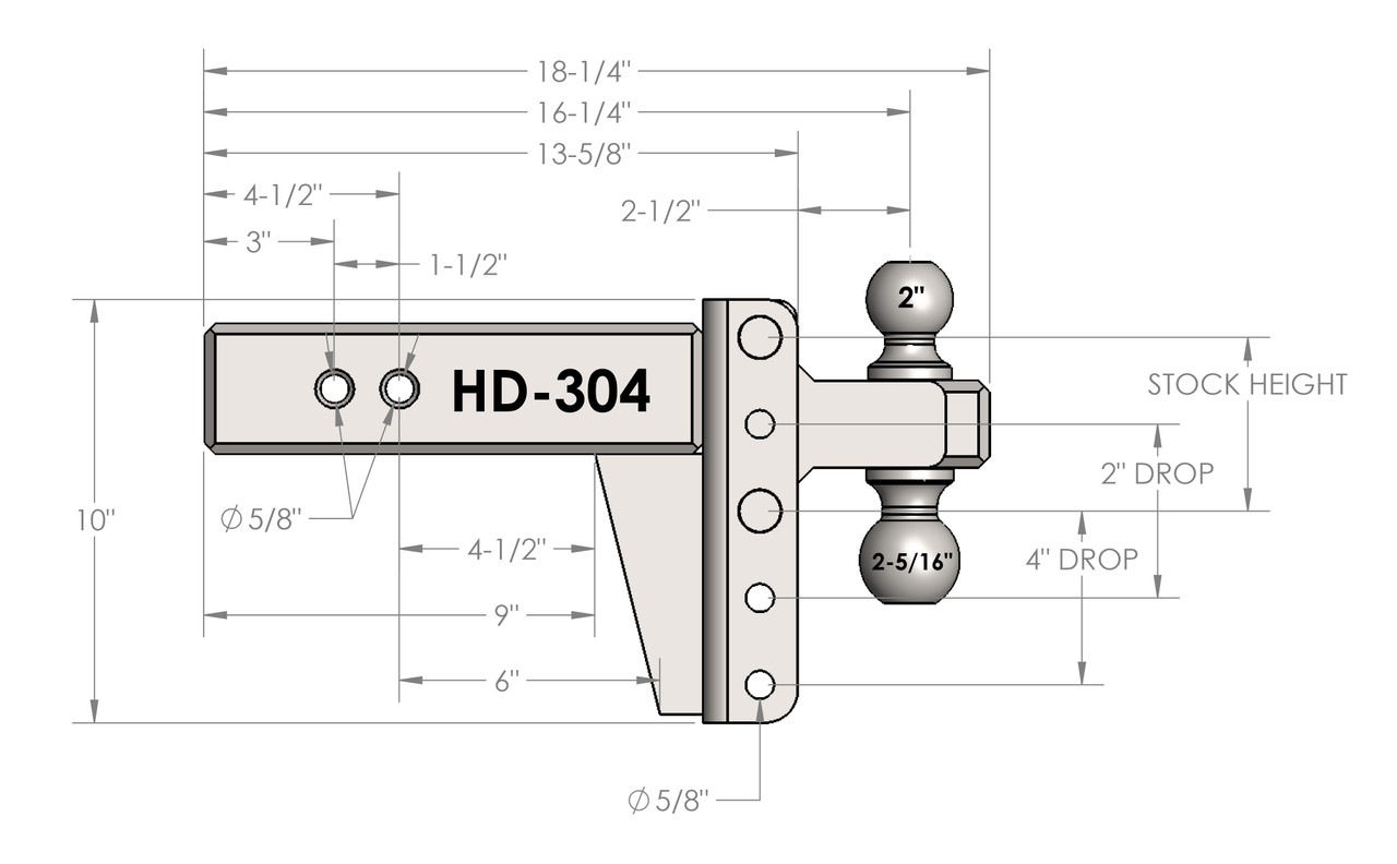 3.0” Heavy Duty 4” Drop/Rise Trailer Hitch