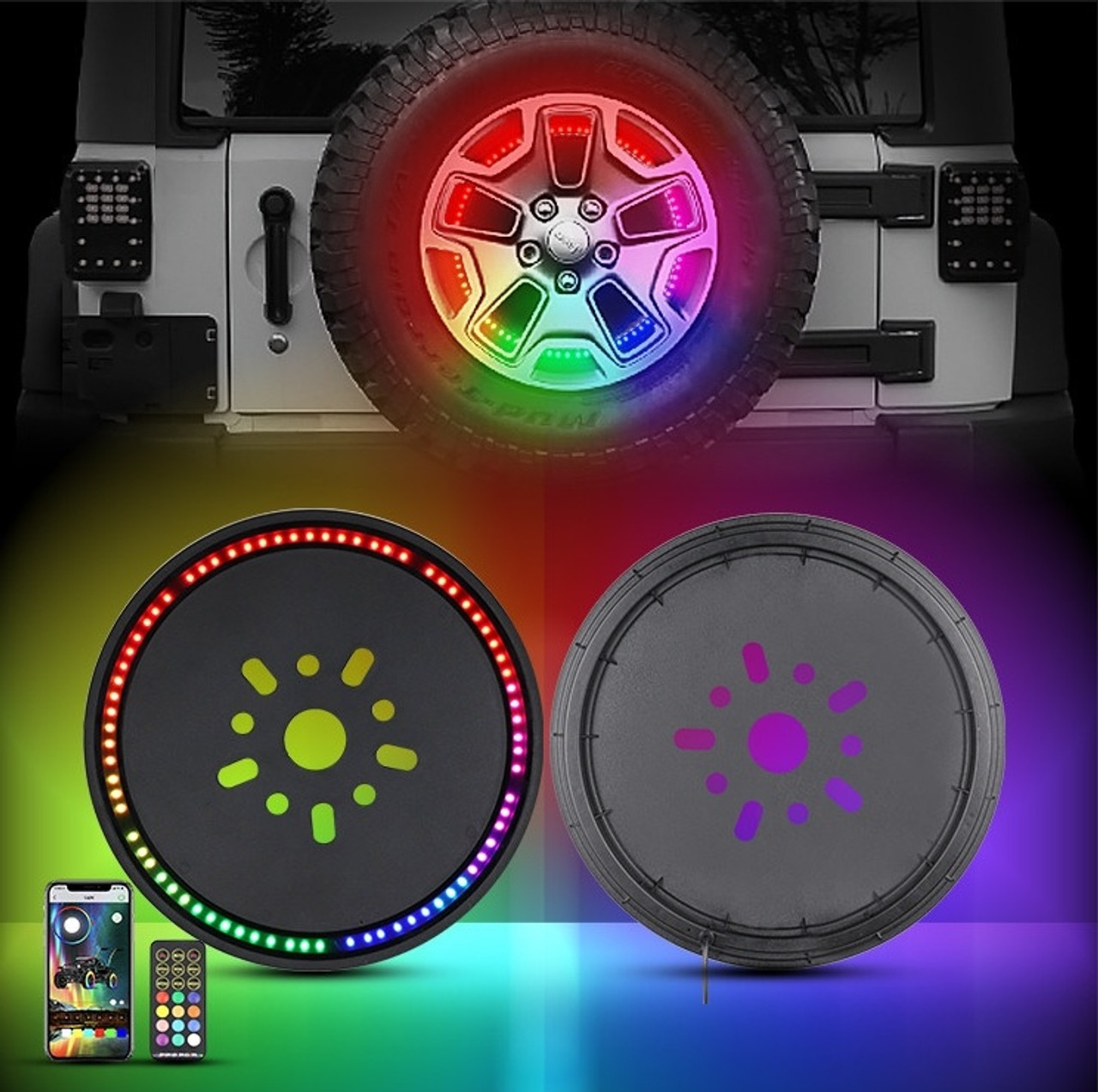 Chasing RGB Style Jeep 5th Wheel Spare Tire Brake Light With ColorSMART and ColorADAPT remote capabilities Race Sport Lighting