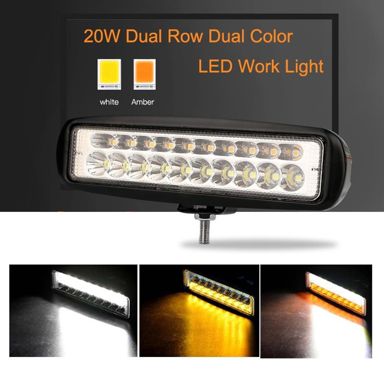Dual Color White and Amber LED Auxiliary Work Light Marker DRL and Spot In One Race Sport Lighting