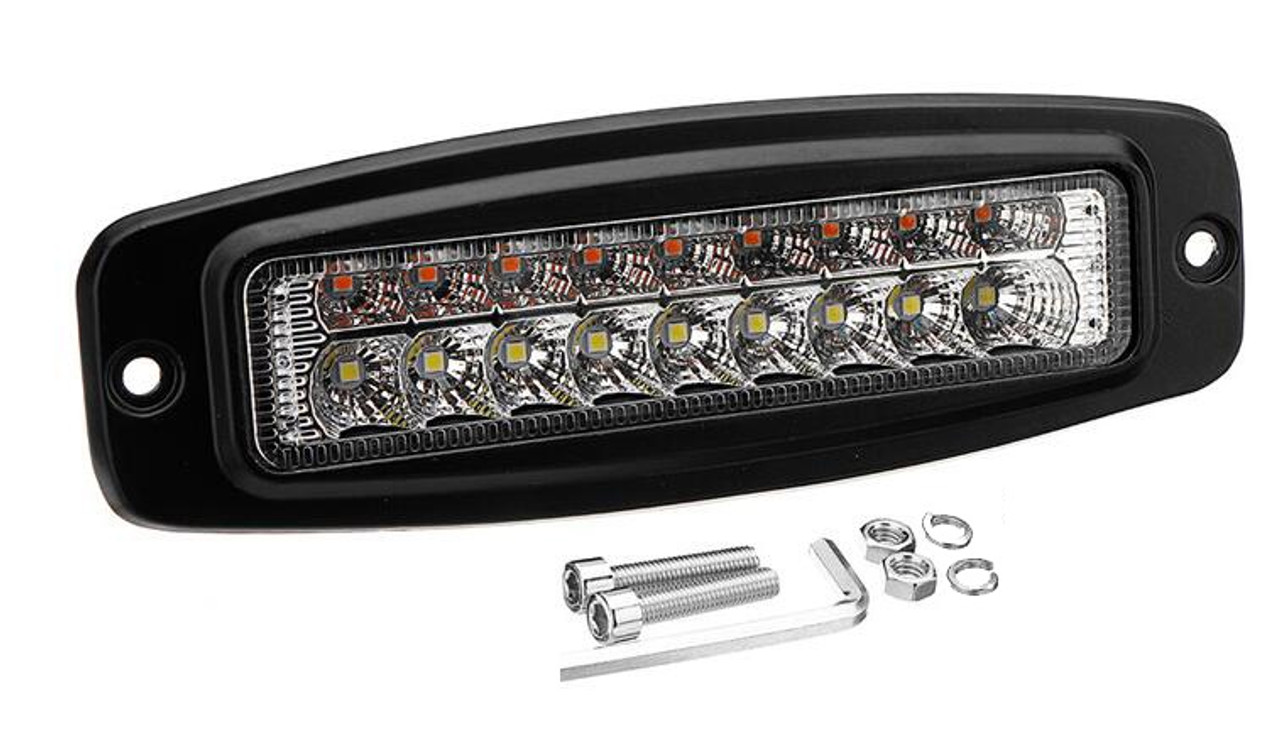 Flush Mount Dual Color White and Amber LED Auxiliary Work Light IP68 - Marker DRL and spot in one Race Sport Lighting