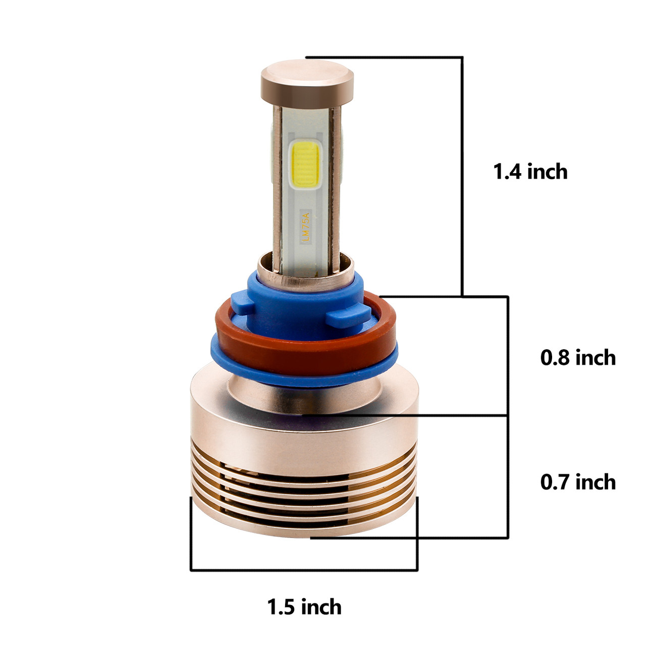 Projector Compliant H11 4-Sided Plug-N-Play LED Headlight Kit 2,500 LUX 6,000 Lumens w/ OEM Kelvin Color Race Sport Lighting