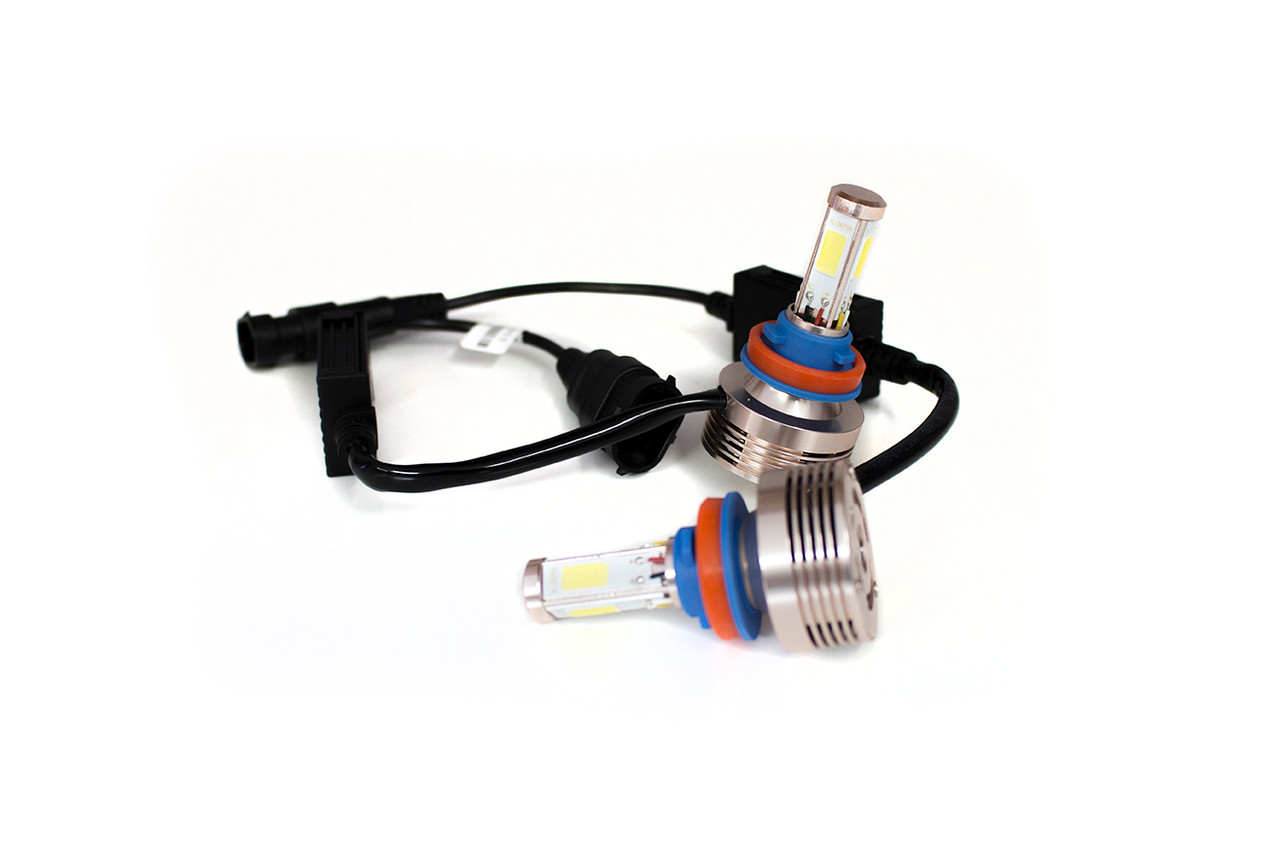 Projector Compliant H11 4-Sided Plug-N-Play LED Headlight Kit 2,500 LUX 6,000 Lumens w/ OEM Kelvin Color Race Sport Lighting