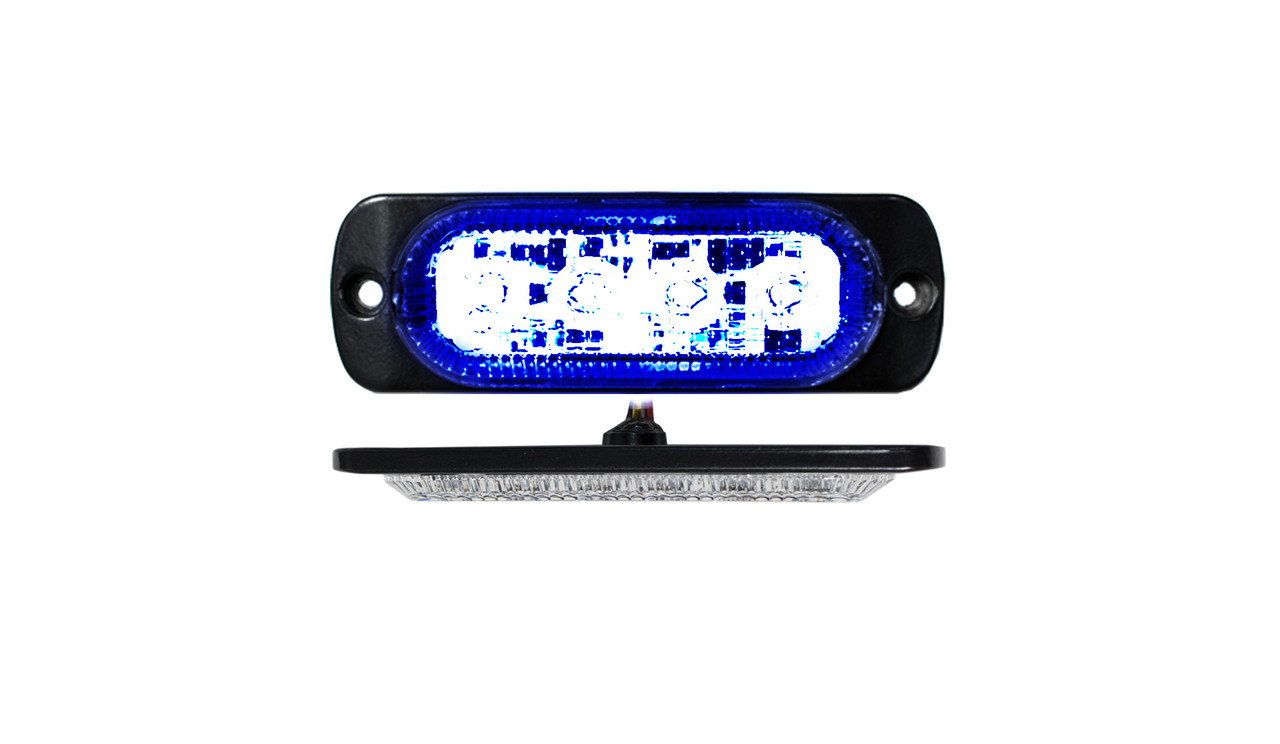 4-LED Ultra Slim Flush Mount 19-Flash Pattern Marker Strobe Light Blue Race Sport Lighting