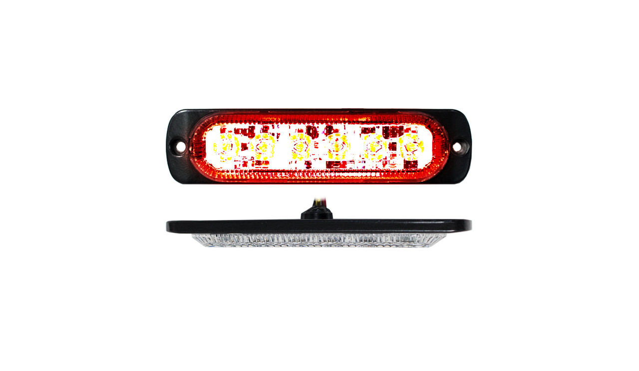 6-LED Ultra Slim Flush Mount 19-Flash Pattern Marker Strobe Light Red Race Sport Lighting