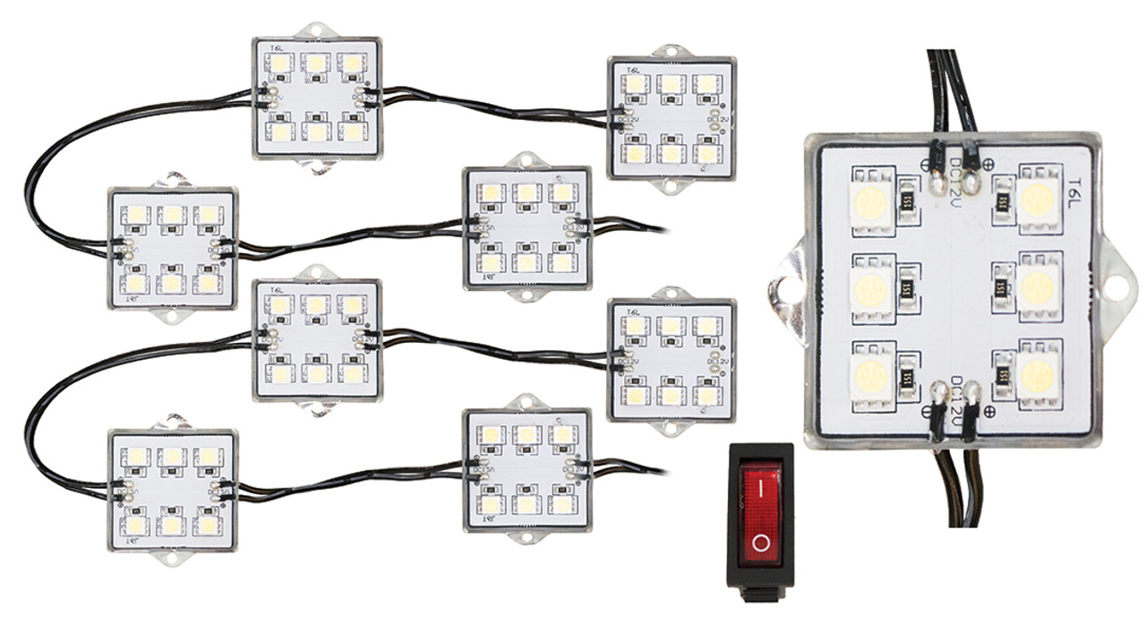 Super-Bright 8-Pod LED Bed Rail Lighting System w/ Toggle Switch White Race Sport Lighting