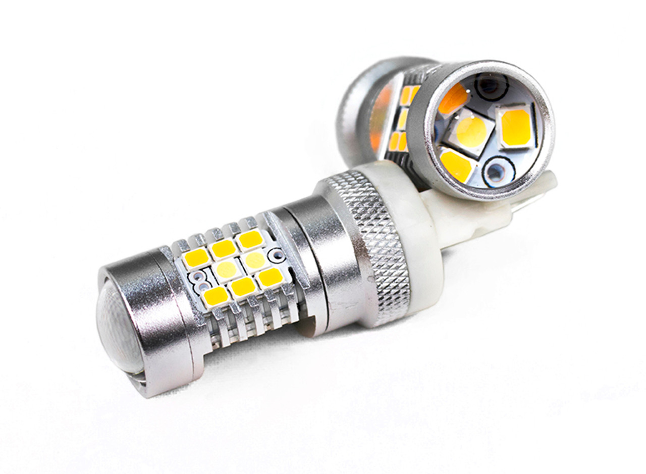 High Powered 3157 White / Yellow LED Dual-Color Switchback Auto Bulbs Pair Race Sport Lighting