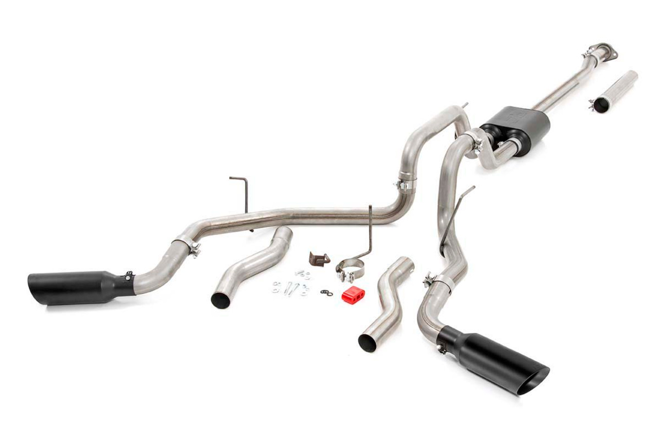 Dual Cat-Back Exhaust System w/Black Tips 09-14 F-150 V8-4.6L, 5.0L, 5.4L Rough Country