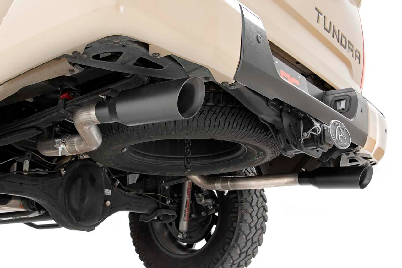 Dual Cat-Back Exhaust System w/Black Tips 09-20 Toyota Tundra V8-4.6L, 5.7L Rough Country Dual Cat-Back Exhaust System w/Black Tips 09-20 Toyota Tundra V8-4.6L, 5.7L Rough Country