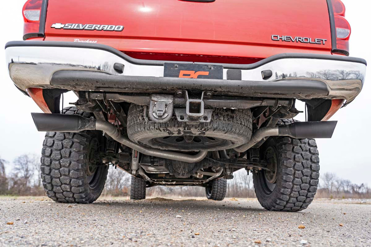 Dual Cat-Back Exhaust System w/ Black Tips 99-06 GM 1500 Ext Cab / Short Bed 4.8L / 5.3L Rough Country