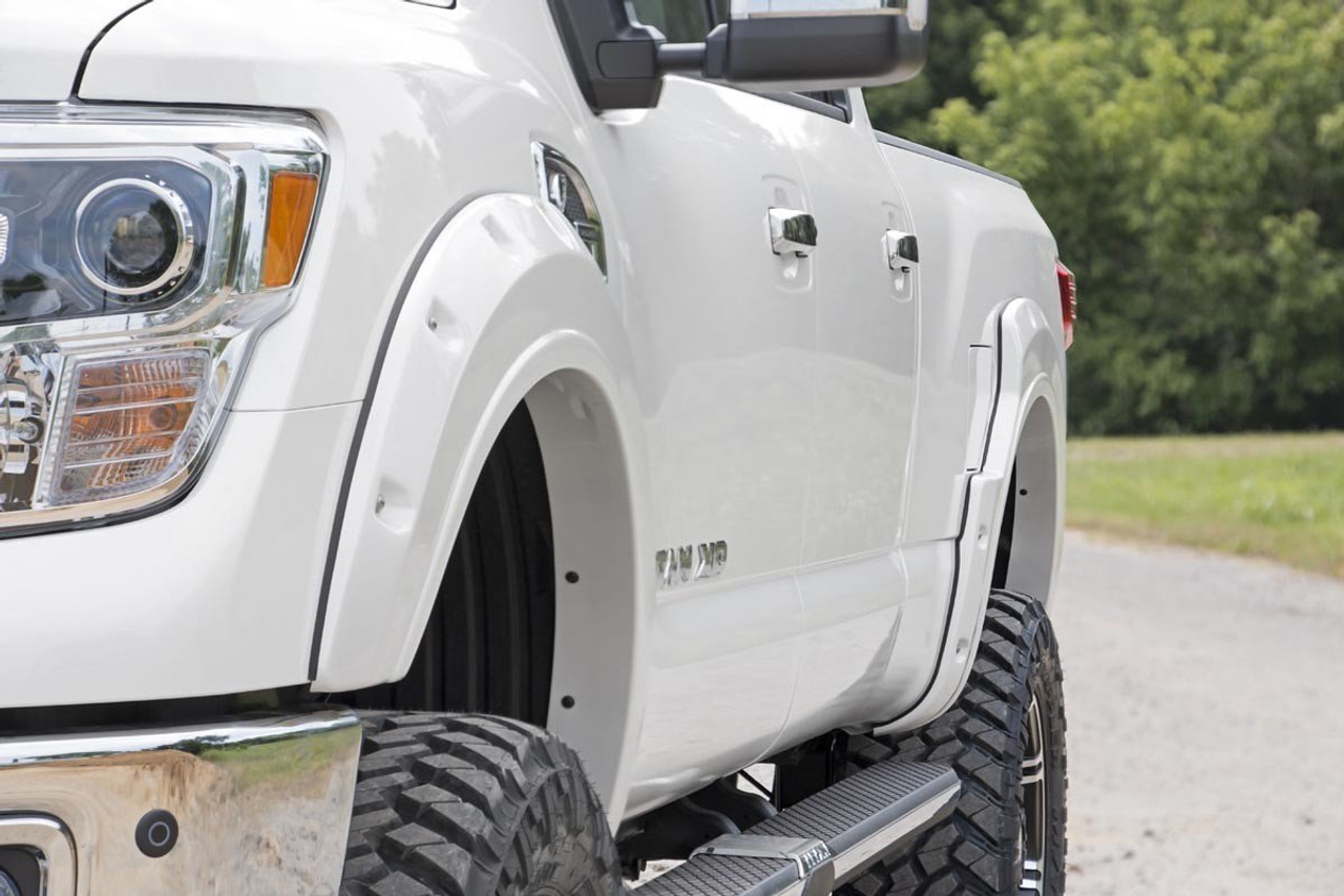 Titan Pocket Fender Flares Rivets Unpainted 17-19 Titan Crew Cab Rough Country