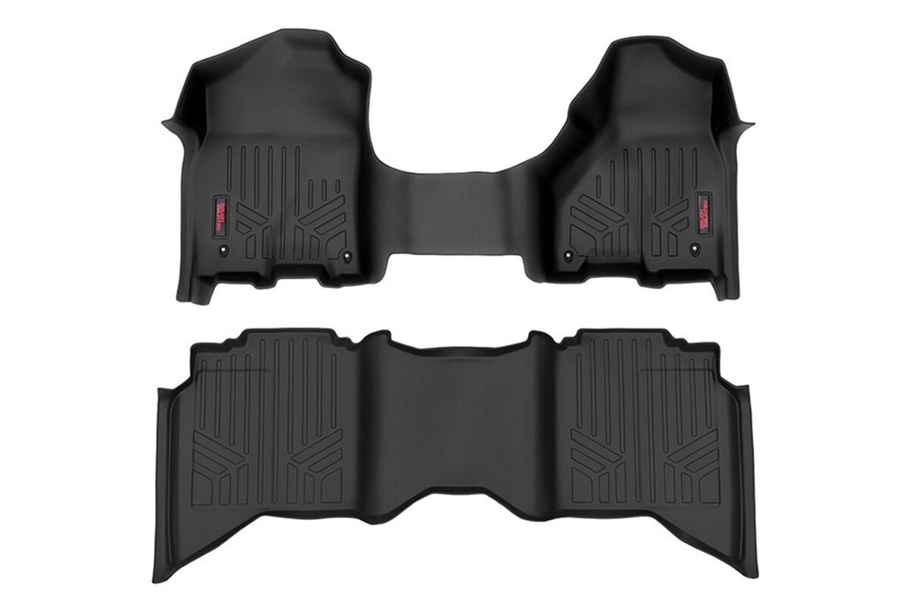 Heavy Duty Floor Mats Front/Rear-12-18 Dodge RAM 1500 Crew/Mega Cab Half Console Rough Country