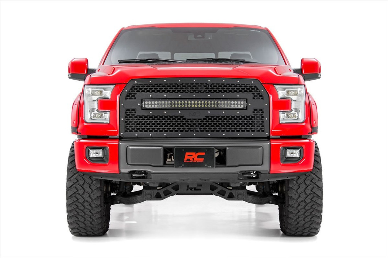 Ford Mesh Grille w/30 Inch Dual Row Black Series LED 15-17 F-150 Rough Country
