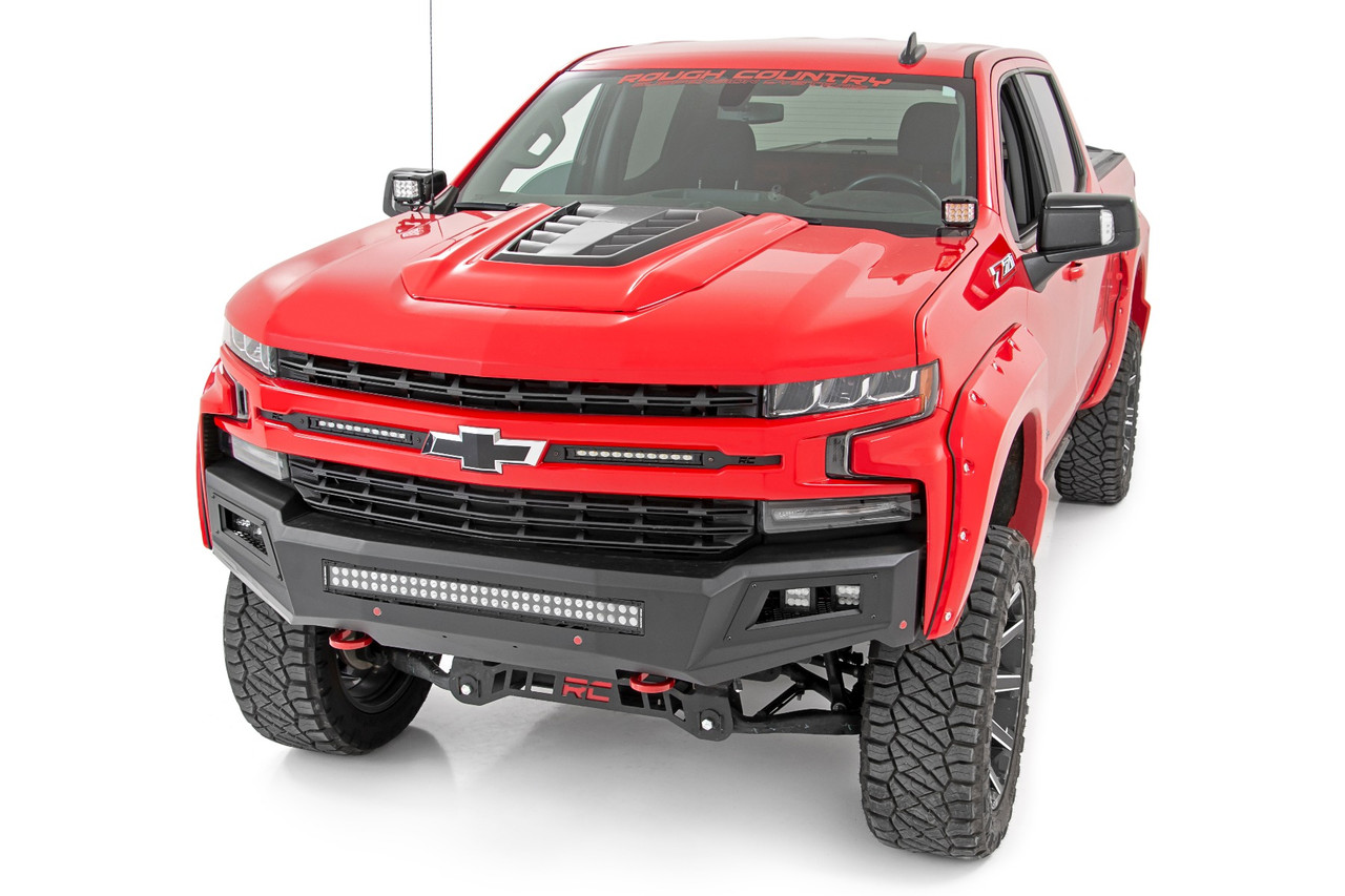 Chevy 2-inch LED Lower Windshield Ditch Kit Black Series w/ White DRL For 19-20 Silverado Rough Country