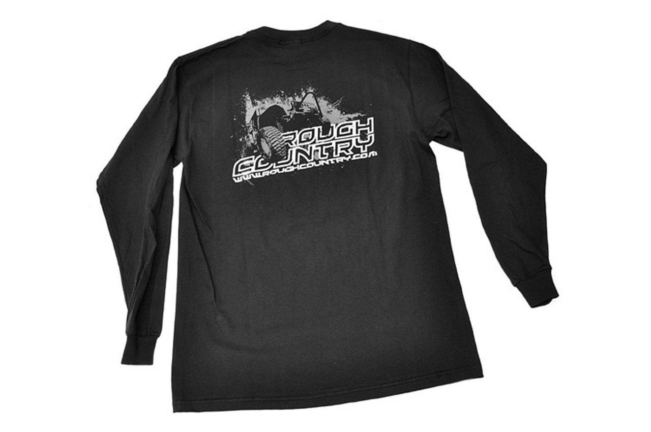 Rough Country Long Sleeve T 100 Percent Preshrunk Cotton Front Rough Country logo Back Jeep design Size Large Color Black Rough Country