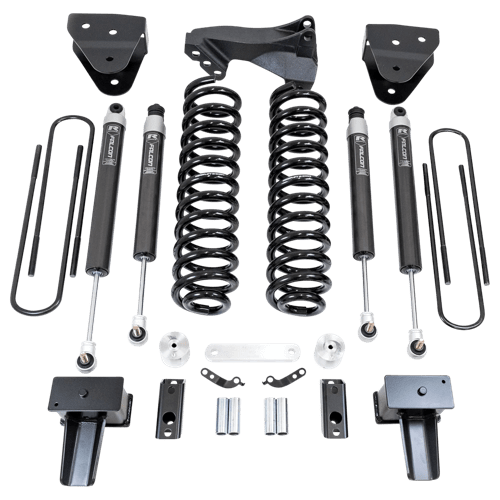 4'' Coil Spring Lift Kit with Falcon 1.1 Monotube Front/Rear Shocks and Front Track Bar Bracket (Trucks with Camper Spring Package)