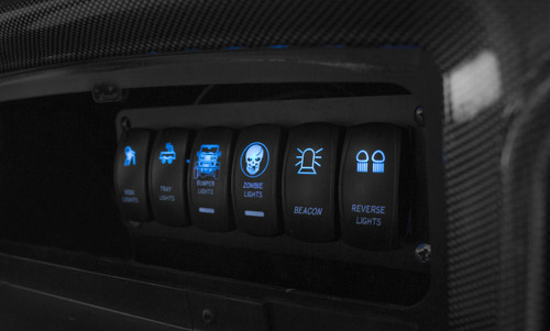 LED Rocker Switch w/ Blue LED Radiance Zombie Hazardous Lights Race Sport Lighting
