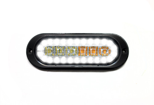 Dual Function Ultra Thin Flush Mount Amber Flasher Strobe With White LED DRL function - SAE Certified J595 and J2087 Race Sport Lighting