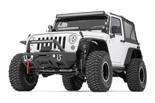 Jeep Front Stubby LED Winch Bumper w/Hoop Chrome Series JK, JL, Gladiator JT Rough Country