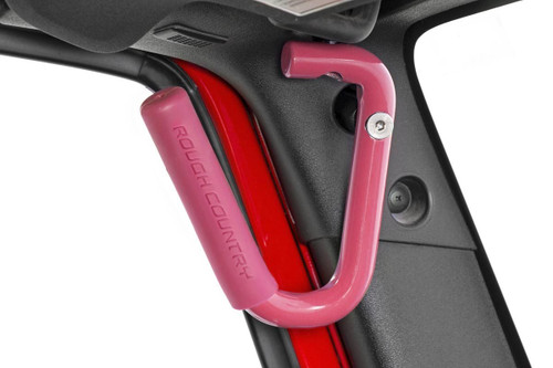 Jeep Solid Steel Grab Handle Set 07-18 Wrangler JK Pink Rough Country