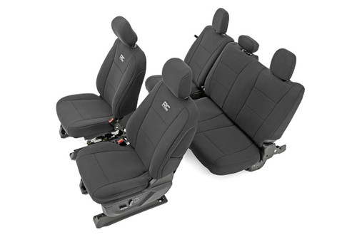 F-150 Neoprene Front & Rear Seat Cover Black 15-20 F-150 XL, XLT Rough Country F-150 Neoprene Front & Rear Seat Cover Black 15-20 F-150 XL, XLT Rough Country