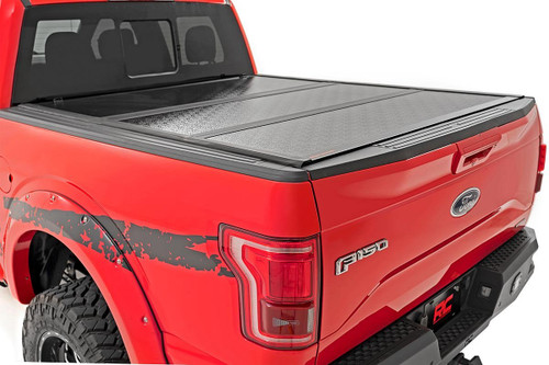 Tundra Low Profile Hard Tri-Fold Tonneau Cover 02-19 Tundra 5.5 Foot Bed w/Factory Cargo Management System Rough Country