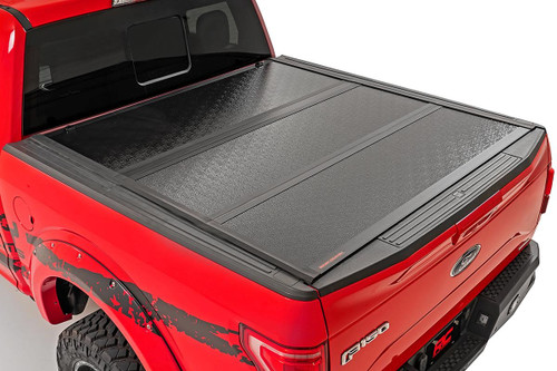 Low Profile Hard Tri-Fold Tonneau Cover 20 2500/3500HD 6.9 Foot Bed w/Rail Caps Rough Country