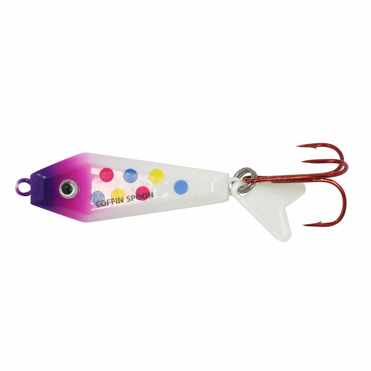 coffin spoon fishing lure Buck-Shot 1/8 oz. Super-Glo Exo White The Buck Early Ice Walleye Beat Down