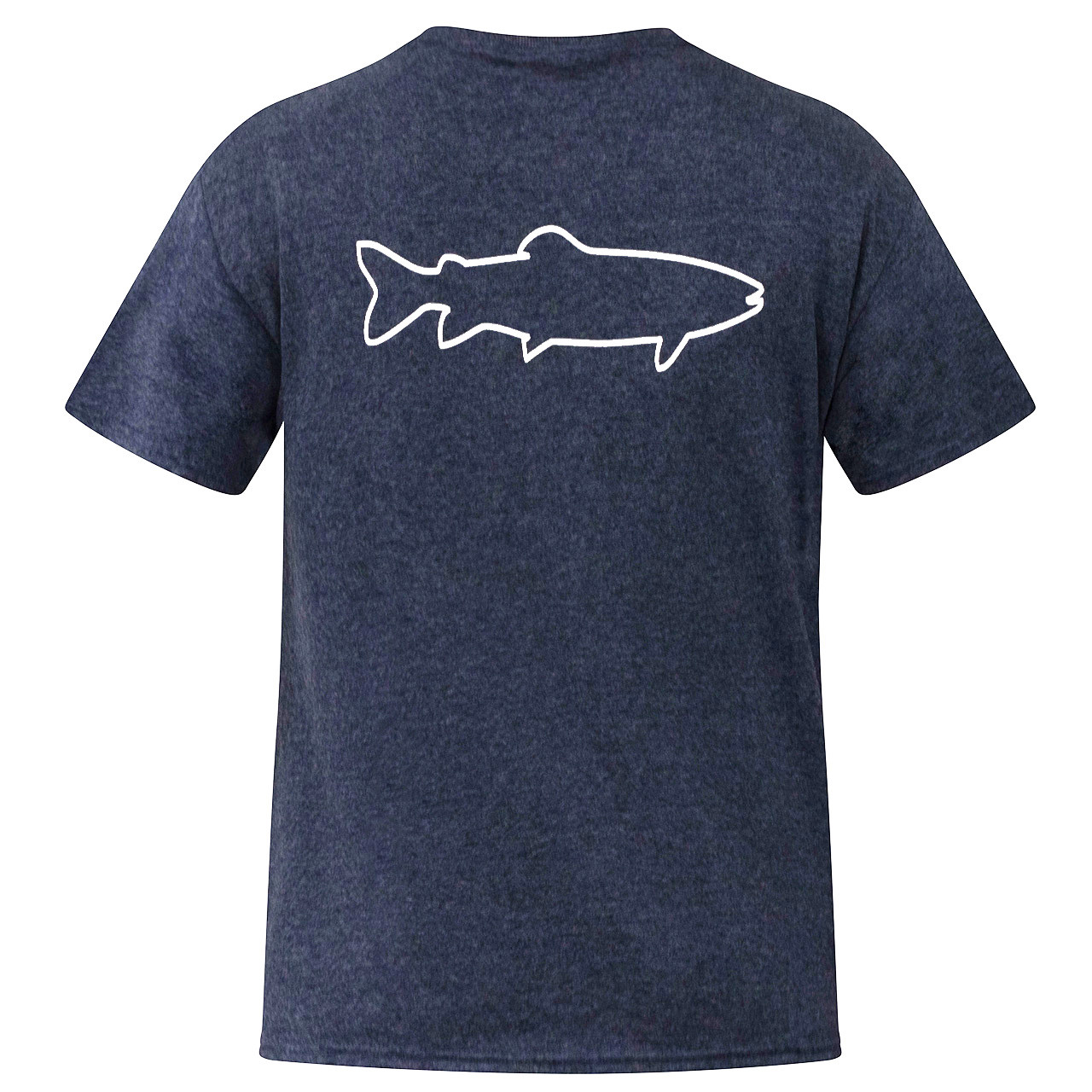 FishUSA Men's Salmon Tactics T-Shirt | Heather Navy; S | FishUSA