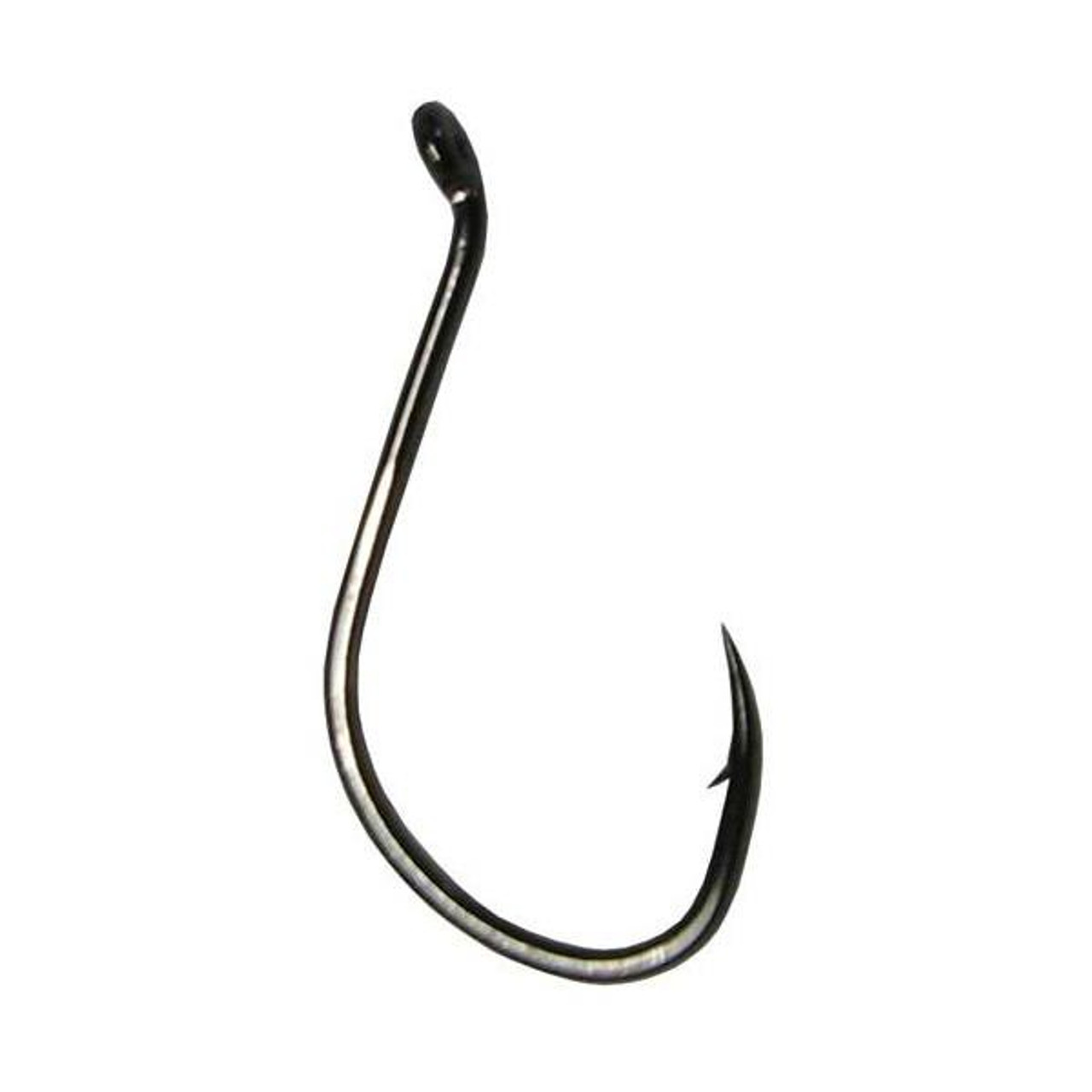 Worm Hook with Cutting Point, Size 4/0, Straight Shank, Round Bend,  Baitholder, Black Chrome, 5 per Pack