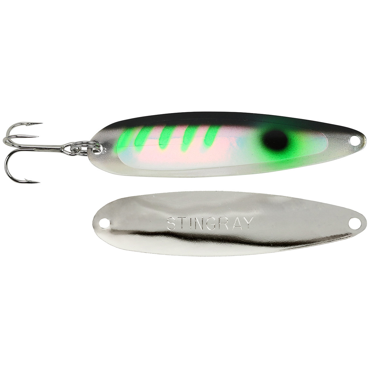 Michigan Stinger Stingray Spoon Super UV Green Tuxedo; 4 1/4 in.