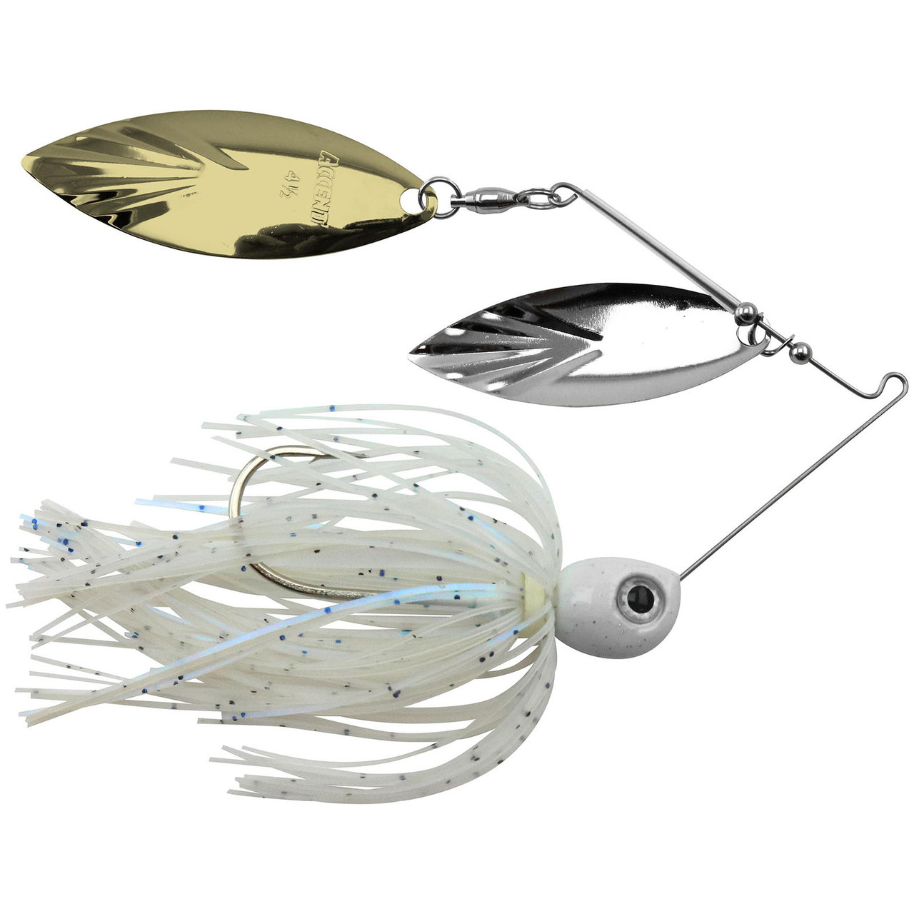 Accent River Special Double Willow Spinnerbait Nickel/Gold Blades - White Skirt; 1/2 oz.