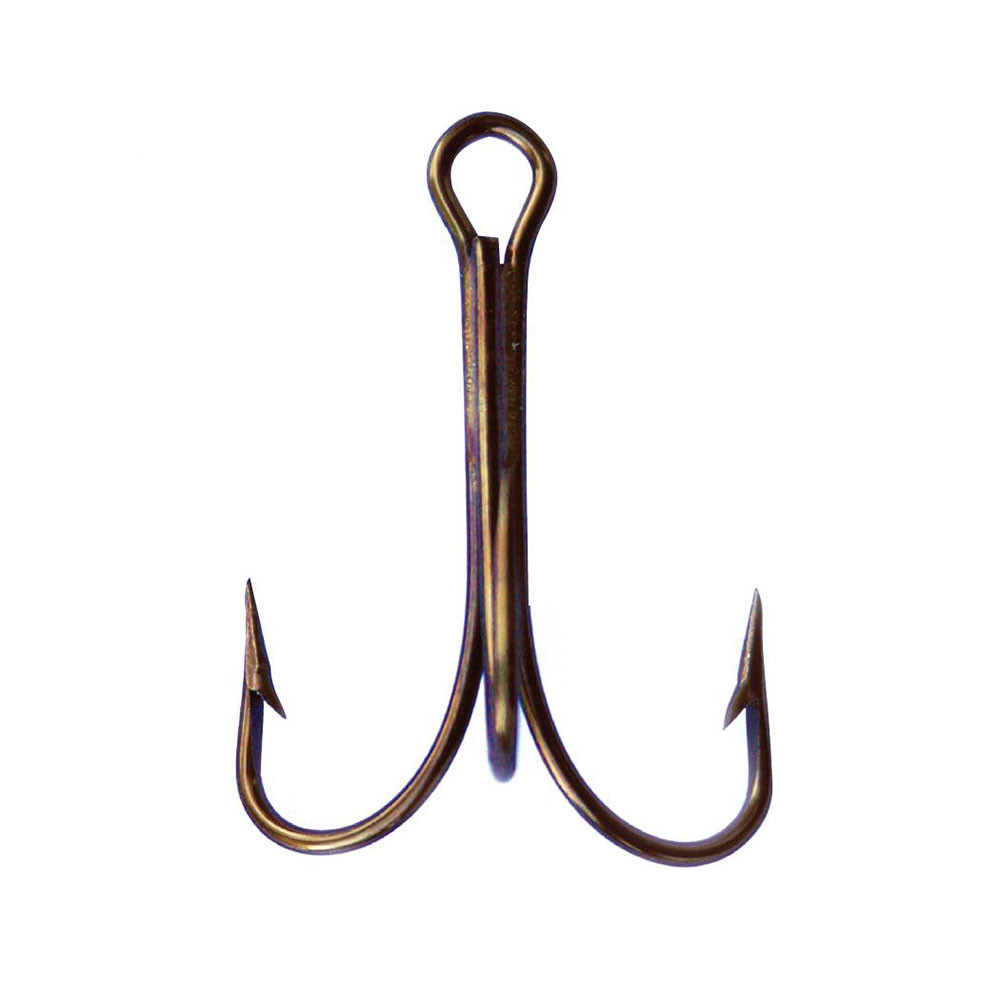 5 Pack Mustad W3551-02 Size 2 Bronze Weedless Treble Hooks With Weed Guard
