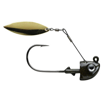 1st Gen Fishing Top Spin Jig Head color Green Pumpkin Black Flake